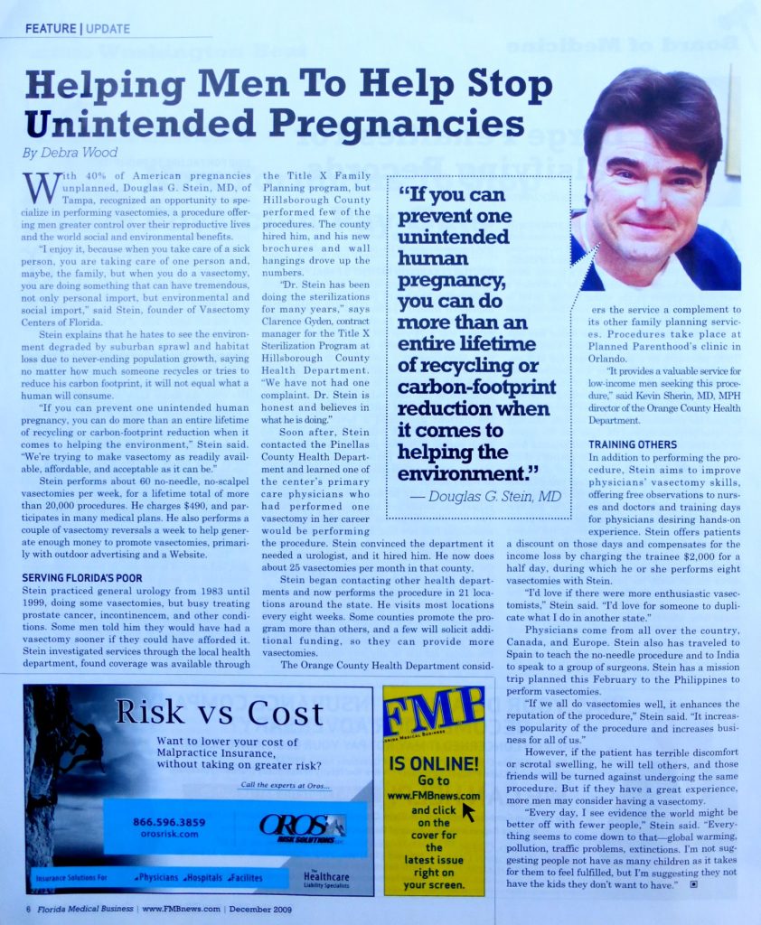 article about Doug Stein - Florida Medical Business 2009