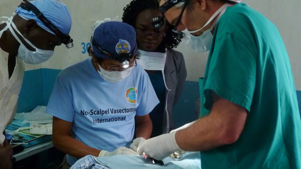 Dr Charles Ochieng and Dr. Ramon Suarez and Dr. John Curington doing vasectomy in Kisumu Kenya