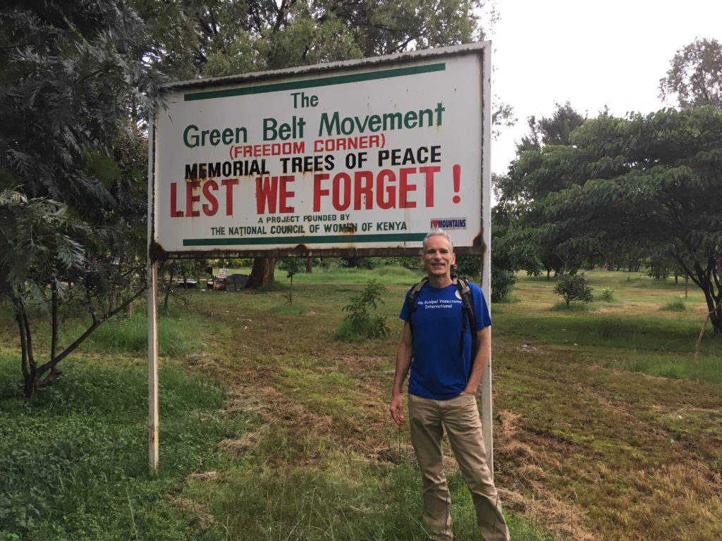 Dr. John Curington in Uhuru Park in Nairobi Kenya