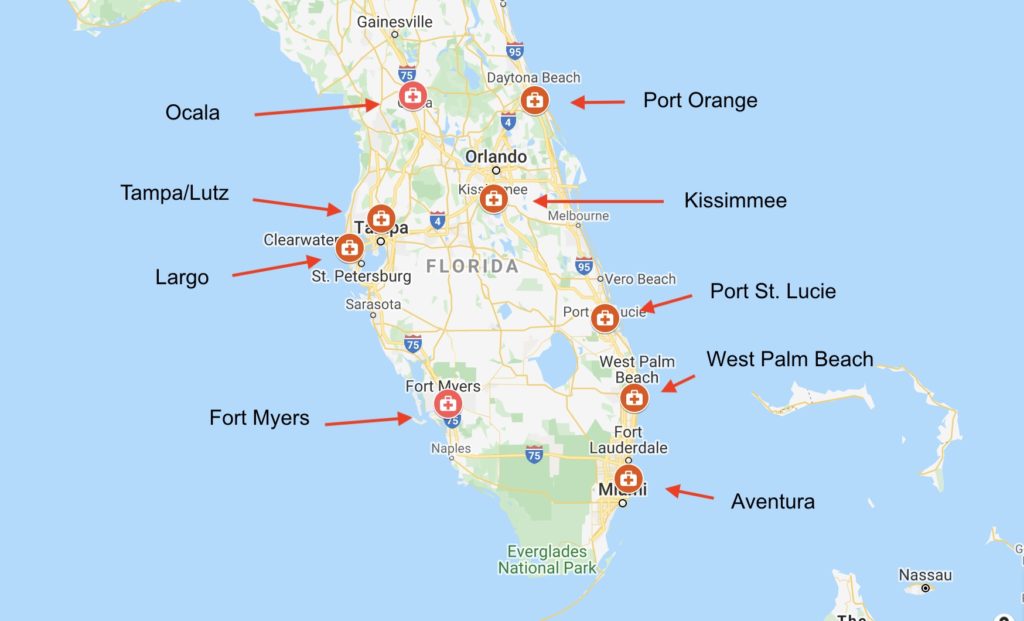 map of vasectomy locations for John Curington and Doug Stein - June 2021